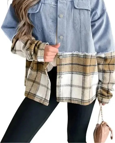Your everyday jacket just got a major upgrade. Plaid meets denim in an oversized silhouette that's built for layering and styled for versatility. Wear it open or buttoned for two completely different looks—one piece, endless possibilities.

#PlaidDenimJacket #OversizedStyle #DenimJacketsUK #AutumnFashion #CasualOuterwear