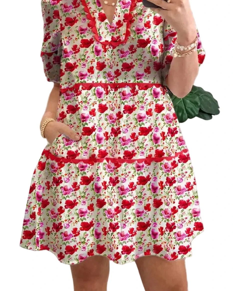 Is your wardrobe ready to make an entrance? 

Meet the Red Floral Tiered Midi Dress, where every twirl feels magical. 

Puff sleeves and a tiered design bring a delightful dance of movement, perfect for summer weddings or garden parties. 

The artisan ricrac trim takes this dress from simply pretty to a stunning standout. 🌼 

At just £39.59, it’s the piece that deserves its own occasion.

Don’t let this one slip away — grab yours now! 

#Fashionfitz #SummerStyle #FloralDresses #DressToImpress #MidiDress