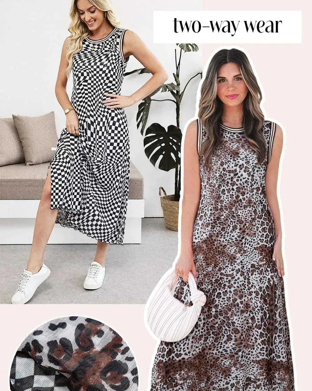 Why settle for one look when you can have two? 

Meet your new wardrobe game changer: the Reversible Checkered & Leopard Sleeveless Maxi Dress. 

It’s not just a dress; it’s a style revolution! Transition from chic checkered vibes to fierce leopard prints—just flip it! 

With a breezy maxi length and that perfect stretch blend, comfort never looked this good. 

Available now for £37.99 

Make every day a new fashion adventure! 

#MaxiDressMagic #TwoLooksOneDress #Fashionfitz #SummerStyle #WardrobeRefresh