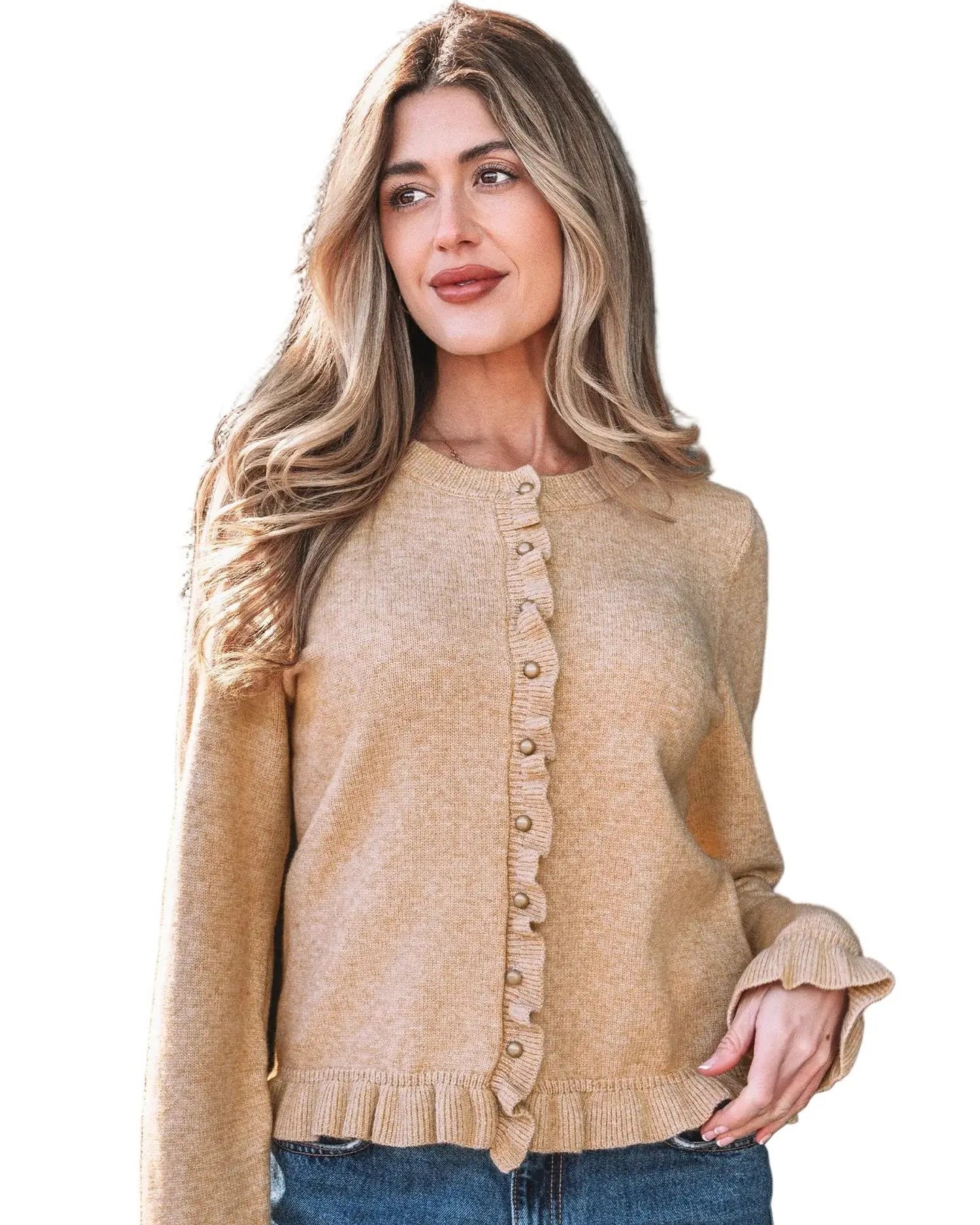 Looking for that perfect piece to transform your wardrobe? 

Our Ruffle Trim Gold Button Long Sleeve Cardigan is your answer. With its feminine ruffle details and luxe gold buttons, it effortlessly elevates any outfit. 

Soft, stretchy, and versatile enough for the office or a casual outing. 

 

#FashionEssentials #CardiganStyle #ElevateYourLook #Knitwear #FashionFitZ