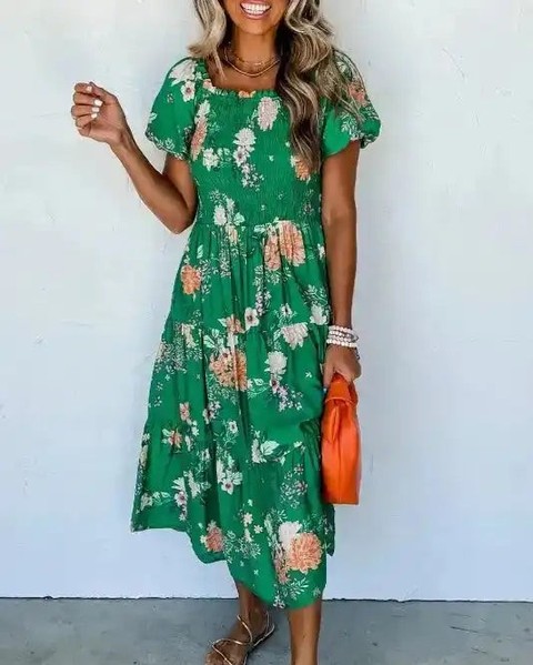 93% of women say a midi dress is their go-to piece for looking effortlessly chic. This green floral smocked number proves why.

The soft viscose fabric drapes beautifully while the smocked bodice gives you a comfortable, flexible fit. Bubble sleeves add that romantic boho touch, and the tiered skirt creates graceful movement with every step.

Perfect for summer getaways, garden parties, or whenever you want to feel polished without trying too hard.

Only £35.00 at 

#BohoMidiDress #Floral Dress #SummerStyle #WomensFashion #MidiBelle