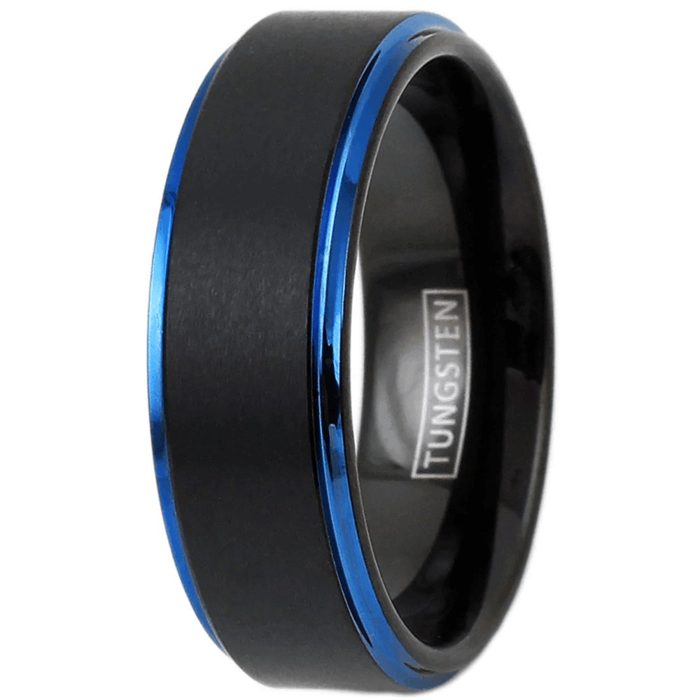 Blue and Black Wedding Band Ring - 8mm Wedding Rings Brushed Finish - Blue Edges
This men's ring will not fade, tarnish or leave your skin green. It is waterproof, comfort fit and made out of the best high quality materials in the United States to assure satisfaction. #rings #jewelry #mensring #giftideas