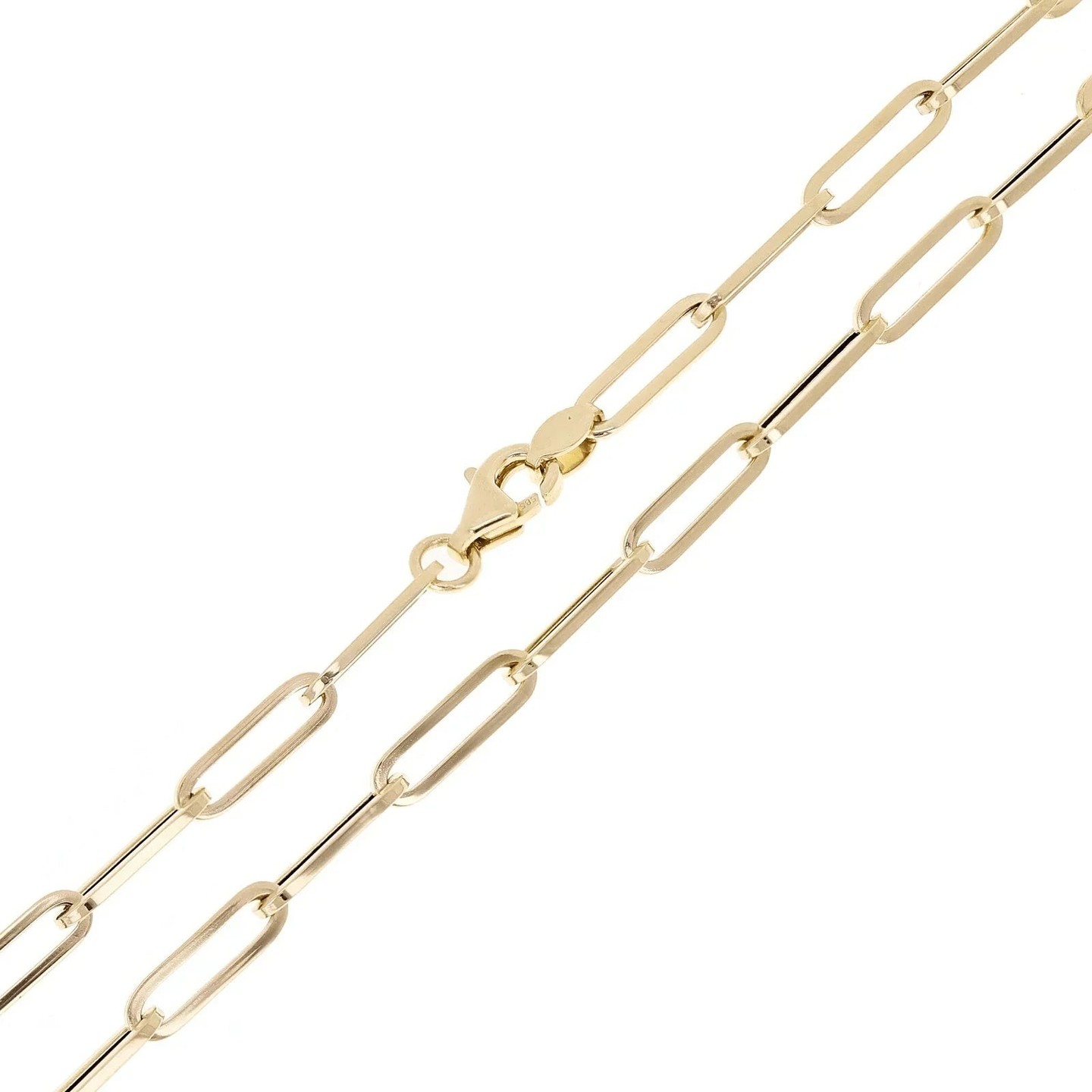 Discover the elegance of our Italian 14k Yellow Gold Hollow Paper Clip Chain Necklace. Crafted wi...
