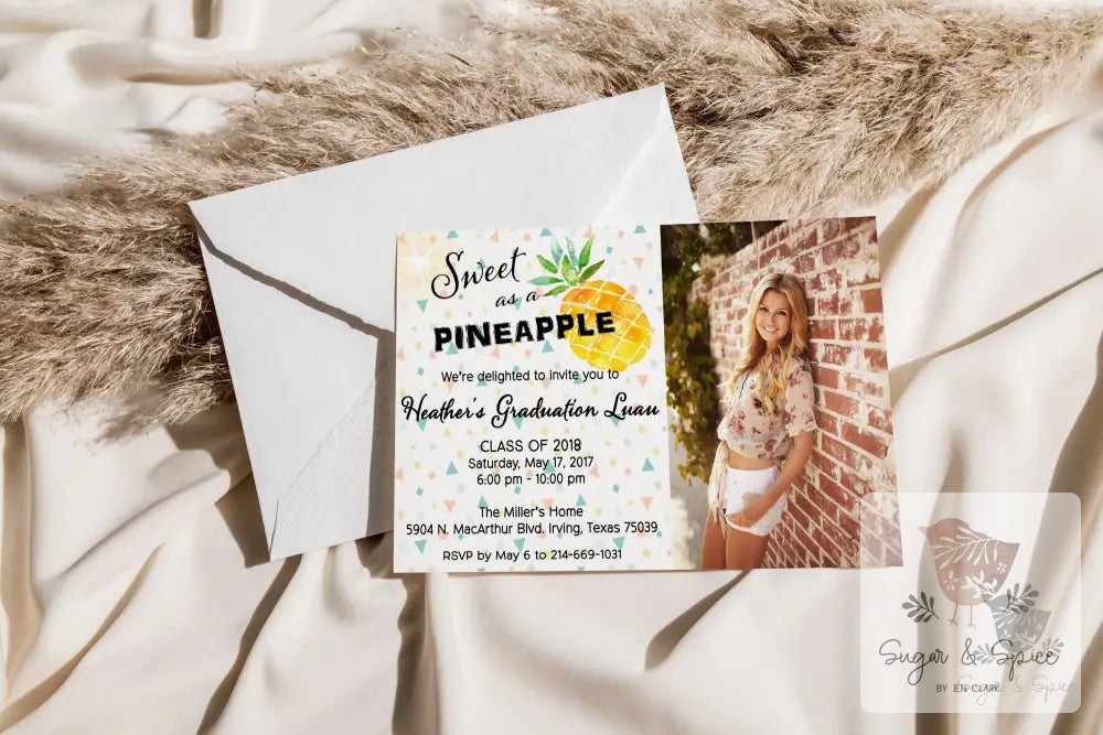 🎉 Did you know a pineapple symbolizes hospitality and celebration? 

Make your graduation unforgettable with our Sweet as a Pineapple Photo Graduation Invitation! 🌟 

Personalize it with your photo and details, and let your loved ones join in on the fun. It's not just an invite; it's a cherished keepsake! 

https://ssdlr.shop/l/436fc2b7 

#GraduationInvitations #CelebrateInStyle #PineappleParty #CustomInvites #Graduation2023