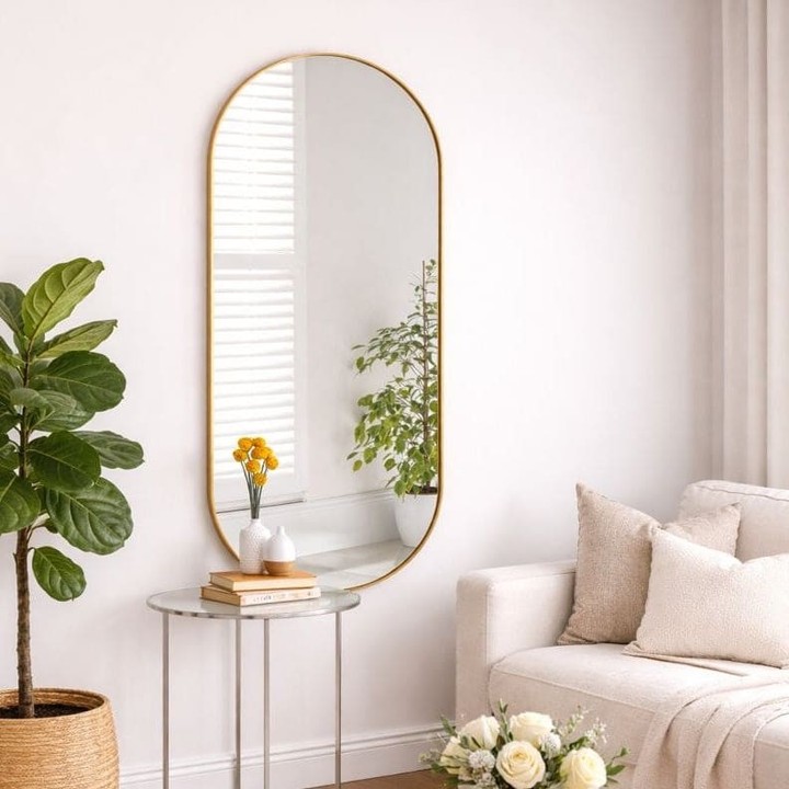 Mirrors can do more than reflect— they redefine your space! ✨

Meet the Emi Full Length Gold Metal Oval Mirror. 

At 150cm x 60cm, it combines elegance and function with a striking double-arched design. 

Whether you hang it up for a full-body view or as a chic art piece, it effortlessly elevates any room. 

Its soft, golden flow adds warmth and sophistication, making it the perfect statement for modern interiors. 

Available now for £209.95. 

Transform your wall into a work of art—what are you waiting for? 

#InteriorDesign #HomeDecor #MirrorMagic #JōbūHome #StylishLiving 

https://jobuhome.com/products/emi-full-length-gold-metal-runway-oval-mirror-150cm-x-60cm