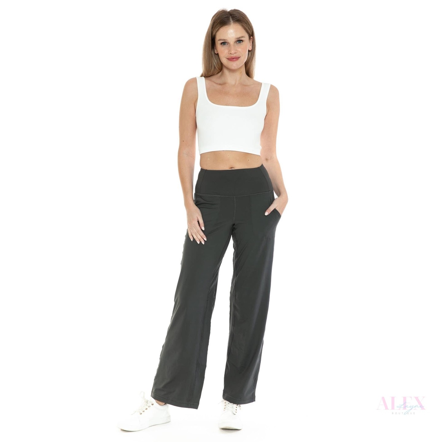 Who says workout gear can't be stylish? 

Our Charcoal Wide Leg Activewear Pants blend comfort and chic effortlessly. With a perfect mix of polyester and spandex, they move with you, making every workout feel like a breeze. 

Grab yours now! 
https://shopalexlayne.com/products/wide-leg-activewear-pants-charcoal-l 

#Activewear #WorkoutPants #FitnessFashion