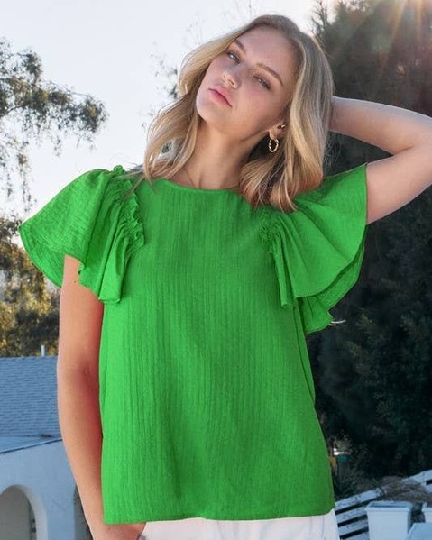 Spring is calling, and so is this stunning Green Woven Ruffle Sleeve Blouse! 🌼 

Crafted from a soft blend of rayon and nylon, it's perfect for those sunny days when you want to feel fresh and fabulous. 

Dress it up or down, this top is your new wardrobe essential! 

https://shopalexlayne.com/products/solid-woven-ruffle-sleeves-blouse-kelly-green-l 

#SpringStyle #FashionFinds #BlouseLove #OOTD #ShopNow
