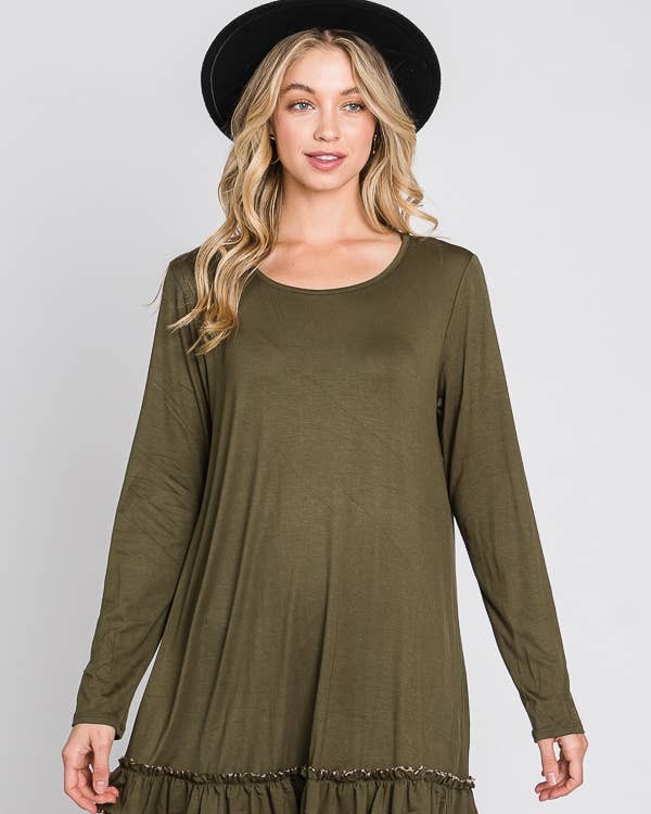 Who says comfort can't be chic? 

Meet your new favorite Olive Long Sleeve Tunic Dress. 

This versatile piece combines a flattering round neck and playful ruffle trim with eye-catching mesh animal print accents. Perfect for any occasion, whether you're dressing it up for a night out or keeping it casual during the day.

Feel confident and stylish, all while embracing those cozy vibes. Available now for $36.00! 

Shop the look: https://ssdlr.shop/l/ffe2dddb

#CurvyFashion #TunicDress #FallCollection #FashionGoals #StyleInspo