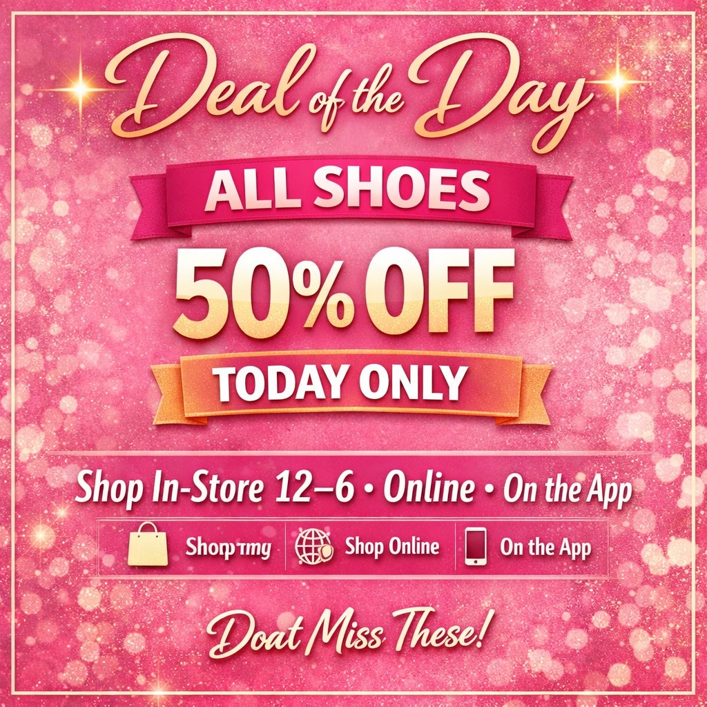 👡💖 DEAL OF THE DAY! 💖👡

All SHOES are 50% OFF — today only!
From comfy slides to dressy sandals, every pair is half off for the weekend.

🛍️ Shop In‑Store 12–6 PM 
💻 Online at ShopAlexLayne.com 
📱 Or on our FREE App — download it today!

Step into summer style and snag your favorites before they’re gone!

#DealOfTheDay #AlexLayneBoutique #SummerStyle #ShopLocal #BoutiqueFinds #BatesburgSC #ShoeSale