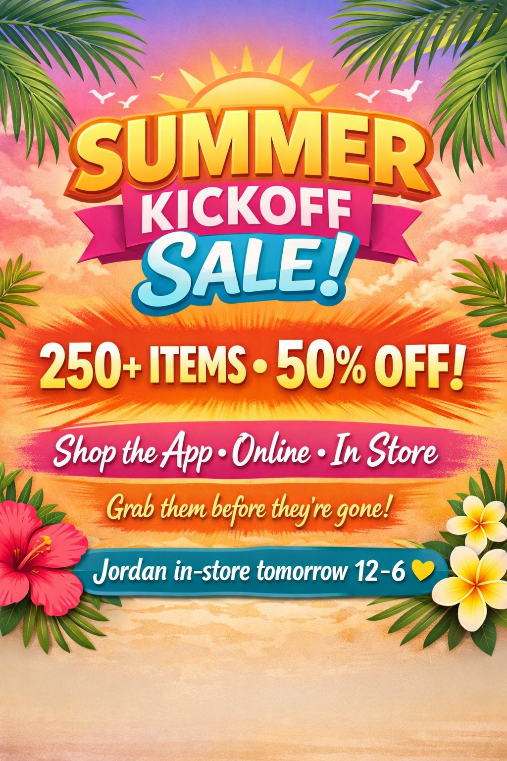 🌞✨ SUMMER KICK OFF SALE CONTINUES! ✨🌞
More than 250 items are still 50% OFF — and they are moving fast.

Shop on the App, Online, or In Store 
Your favorites are waiting and the deals are too good to miss.

💛 Jordan will be in-store tomorrow 12–6 
Come browse, try on, and snag the best pieces before they’re gone.

#AlexLayneBoutique #SummerKickOffSale #50Off #ShopLocal #BoutiqueDeals #summerstyle 

https://shopalexlayne.com/collections/singles