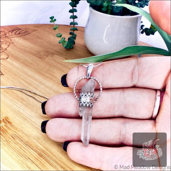 Did you know that wearing a Quartz Crystal can amplify your energy and balance your spirit? ✨

Our Sterling Silver Quartz Crystal Point Goddess Pendant Necklace isn’t just a stunning accessory—it’s a powerful tool for your well-being. Embrace the magic of this handcrafted piece and let its healing properties elevate your vibe! 

#GoddessJewelry #QuartzCrystal #BohoStyle #MysticalVibes #HandcraftedBeauty