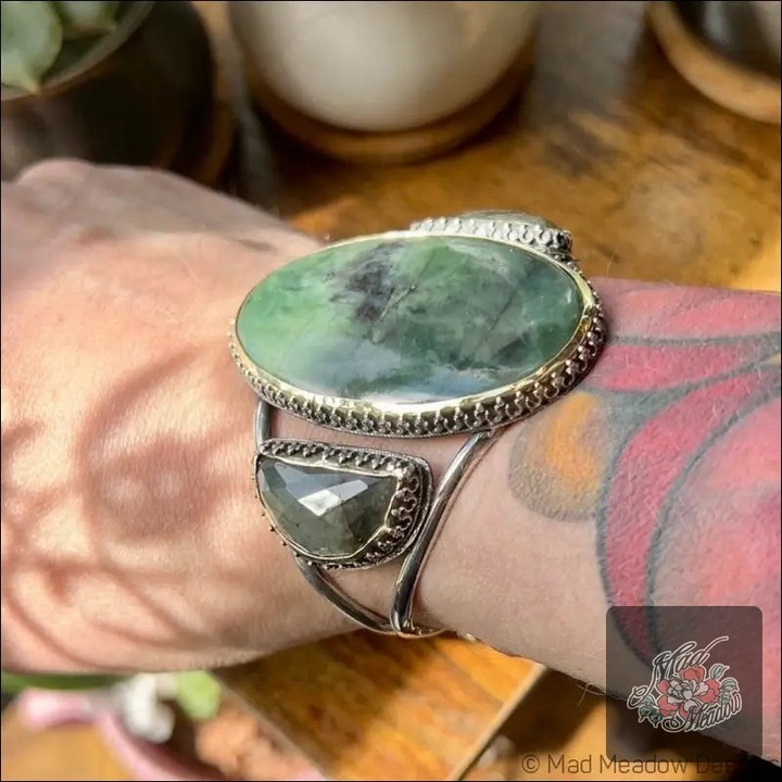 Feeling a little witchy? ✨

This stunning Labradorite Bold Witchy Cuff Bracelet isn’t just a piece of jewelry; it’s a powerful ally for emotional healing and spiritual awareness. 

Handmade with love, it’s perfect for those ready to embrace their inner goddess and ward off negativity.

#WitchyVibes #LabradoriteLove #BohoJewelry #EmotionalHealing #MadMeadowDesigns