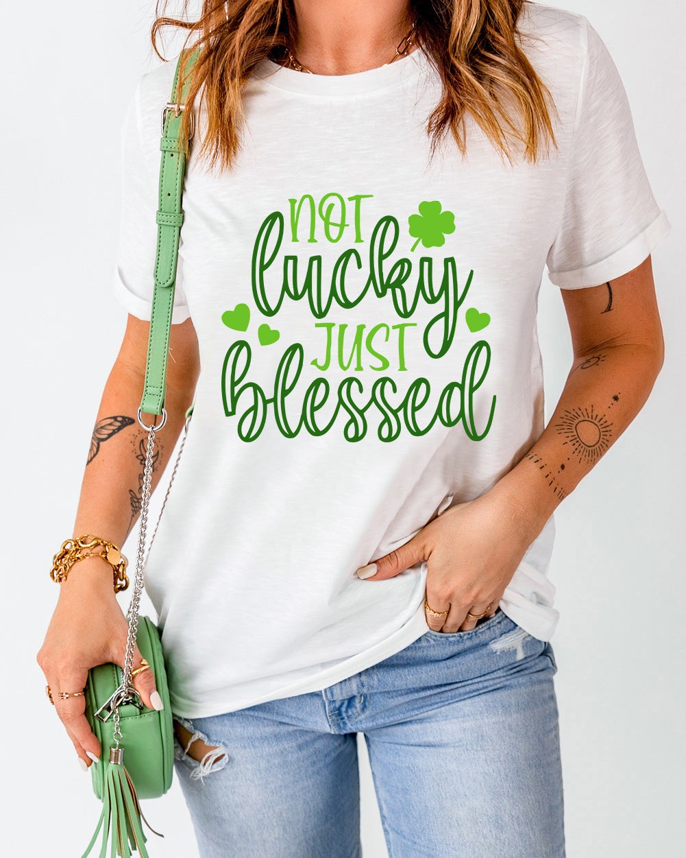 Feeling blessed? Wear it proudly! 🙌

Our NOT LUCKY JUST BLESSED Round Neck T-Shirt is the perfect blend of comfort and style. With a slightly stretchy fit, it hugs your body just right while keeping you looking effortlessly chic. 

Grab yours today!

#FashionFinds #BlessedNotLucky #TshirtStyle #NewArrivals #ComfortWear