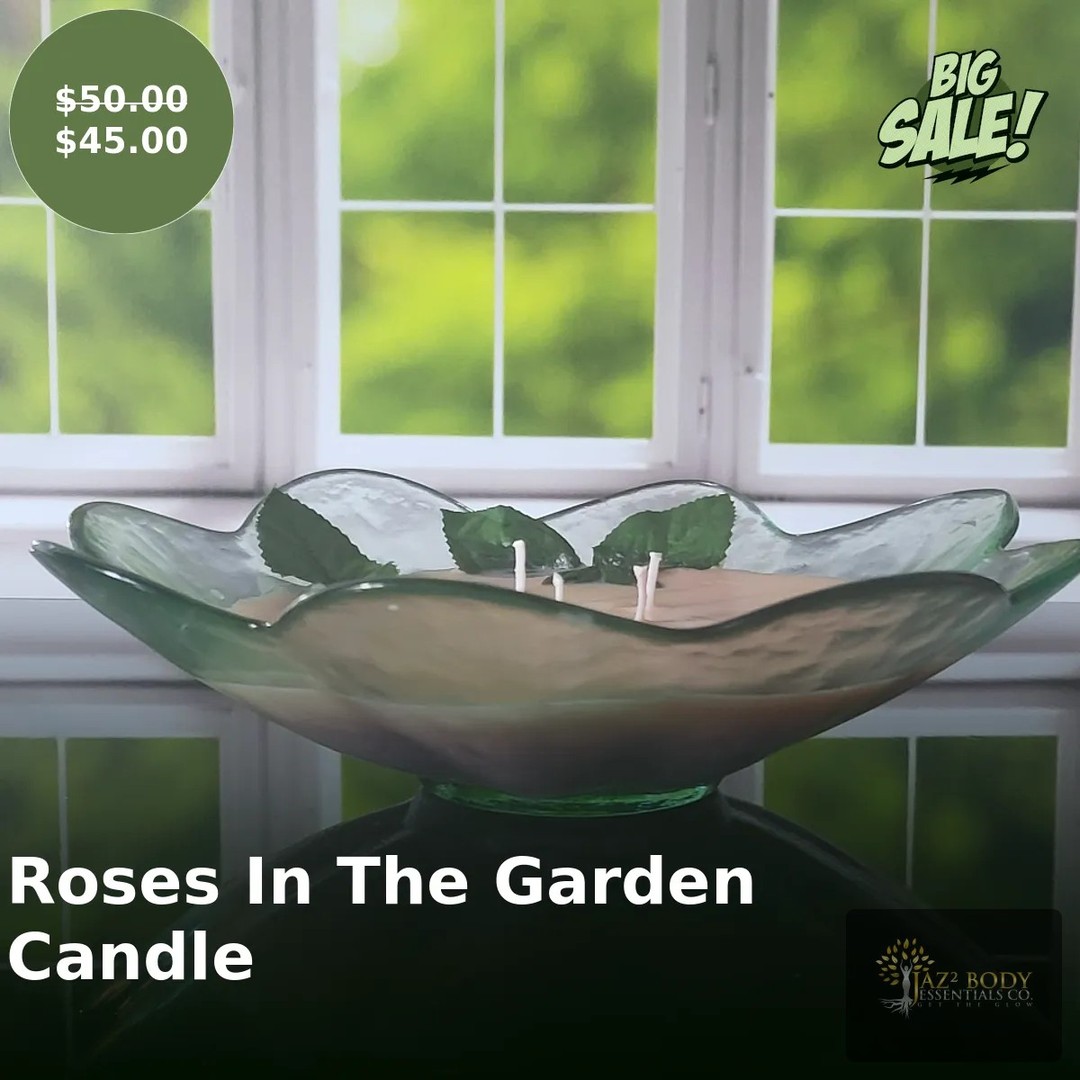 Did you know that the right candle can transform your mood and space? 🌹✨

Our Roses In The Garden Candle does just that! 

Poured in a stunning lotus flower bowl and featuring 4 wicks, it creates a warm, inviting glow. 

Imagine the tranquil scent of a blooming garden filling your room, bringing peace to your daily routine.

Only for $45.00, it’s the perfect way to add beauty and serenity to your home.

Grab yours here: 

#HomeDecor #CandleLovers #SereneSpace #JAZBodyEssentials #ScentedCandles