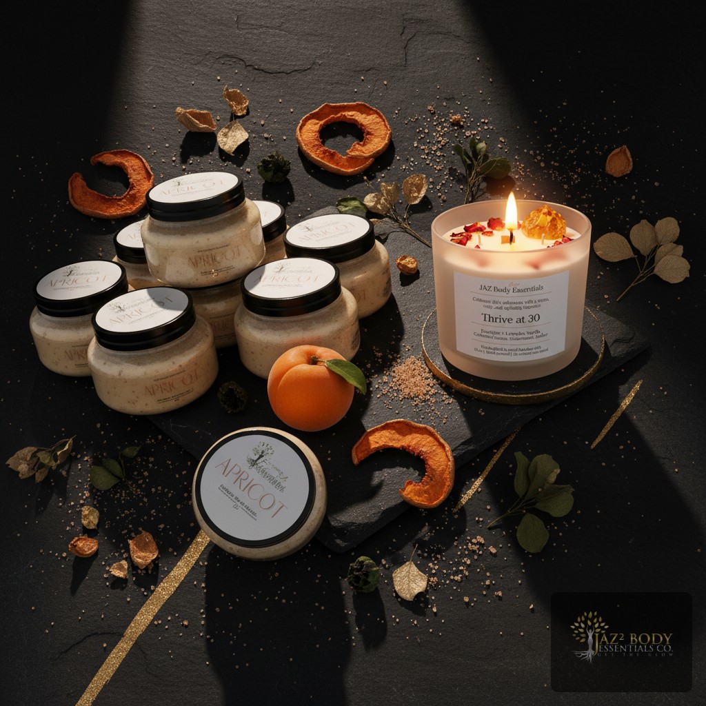 Light the candle. Scrub. Glow. ✨🖤

Your summer ritual starts with two things: the Apricot Sugar Body Scrub and the Birthday Candle 12oz. That's it. That's the post.

Shop the link in bio.

JAZBodyEssentials #SummerSkincare #BodyScrub #SelfCareRitual #NaturalBodyCare #LuxurySkincare