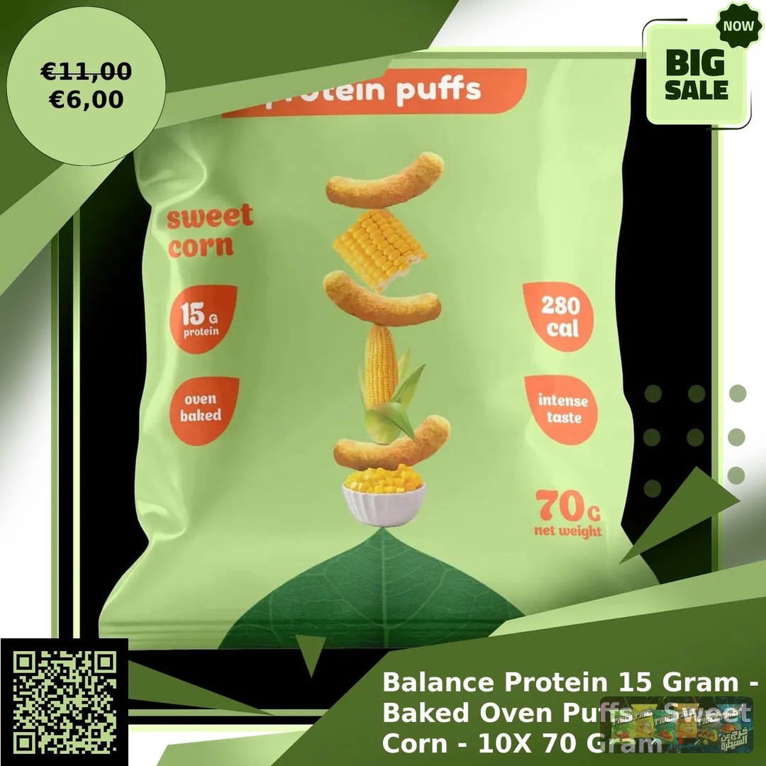Snack time just got a major upgrade! 🌟 

Our Balance Protein Baked Oven Puffs pack a punch with 15 grams of protein in every crunchy bite. 

Perfect for fitness enthusiasts or anyone looking for a guilt-free snack! 

These sweet corn puffs are baked, not fried, giving you a deliciously healthy option. 

Grab yours now for just €6,00 and enjoy the flavors without the guilt. 

👉 

#HealthySnacks #ProteinPuffs #BakedNotFried #FitnessGoals #SnackSmart