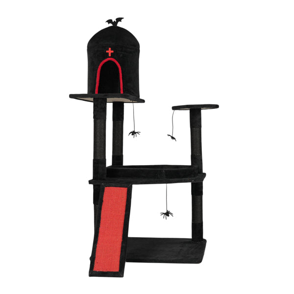 👉 Comment "Shop" order this item 👈

53in Gothic Cat Tree With Coffin Bed, Large Cat Tower With Spacious Cat Condo, Scratching Posts, Spider Hanging Toys, Scratching Board, Multi-Level Cat Activities Furniture For Large Cats, Red & Black 👇
Introductions: Give your feline companion a darkly delightful playground with this Gothic Cat Tree, designed in an eye-catching red and black theme with bat and cross motifs. Combining spooky style with practical comfort, this multi-level cat tower features a spacious cat condo, a coffin-shaped bed, and elevated lounging platforms to satisfy your cat's love of climbing, scratching, and relaxing. The durable sisal scratching posts and scratch board help keep claws healthy, while hanging spider toys offer interactive play. Built with sturdy and thicker MDF boards and a wide base, this cat tree is ideal for large cats and makes a unique addition to any gothic or Halloween-inspired home. Features: 1. Gothic Aesthetic with Themed Decor: Red and black plush finish with cross and bat details creates a dramatic gothic vibe—perfect for Halloween or year-round gothic decor lovers. 2. Multi-Level Rest and Play Zones: Includes a coffin-shaped bed, elevated spider-web perch, and a cozy enclosed cat condo for hiding, lounging, and napping. 3. Durable Scratching Options: Features multiple sisal-covered scratching posts and a scratch board to satisfy natural scratching instincts and protect furniture. 4. Interactive Hanging Spider Toys: Adds extra fun and flair while keeping cats mentally and physically stimulated. 5. Sturdy Construction: Built with thick MDF boards and a reinforced base for safe climbing, jumping, and resting—perfect for single or multiple cats. Specifications: 1. Color: Red & Black 2. Overall Dimensions: (31.5 x 32.3 x 53.5) in / (80 x 82 x 136) cm 3. Base Plate Size:... https://zenithpets.com/products/53in-gothic-cat-tree-with-coffin-bed-large-cat-tower-with-spacious-cat-condo-scratching-posts-spider-hanging-toys-scratching-board-multi-level-cat-activities-furniture-for-large-cats-red-black